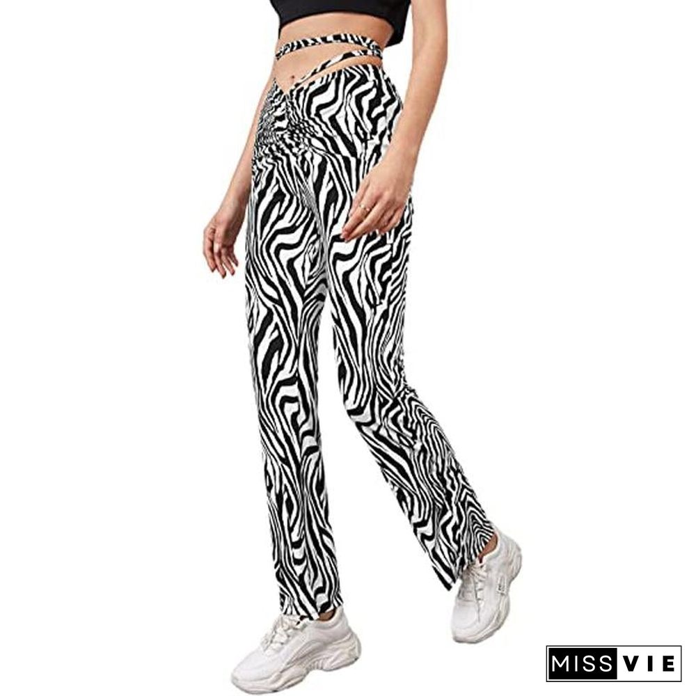 Sexy High Waist Printed Strappy Pants