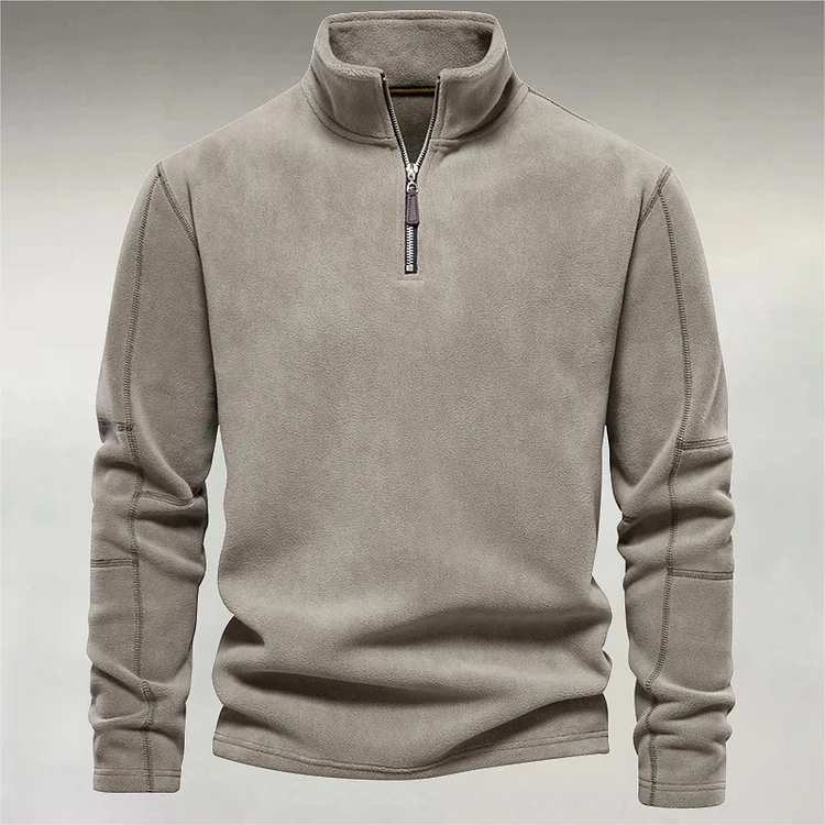 Men's Plain Zipper  Half-Stand Stand Collar Long Sleeve Casual Sweatshirt
