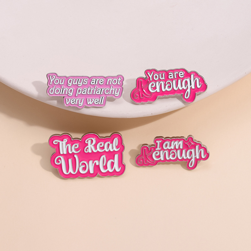 Girly Pink Series Letter Enamel Pin Brooch Creative Cute English