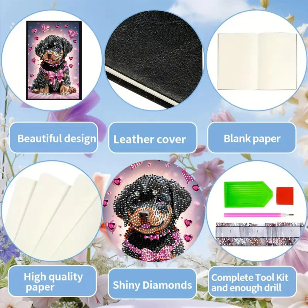 Puppy Special Shaped A5 5D DIY Diamond Art Painting Notebook Kit for Friends