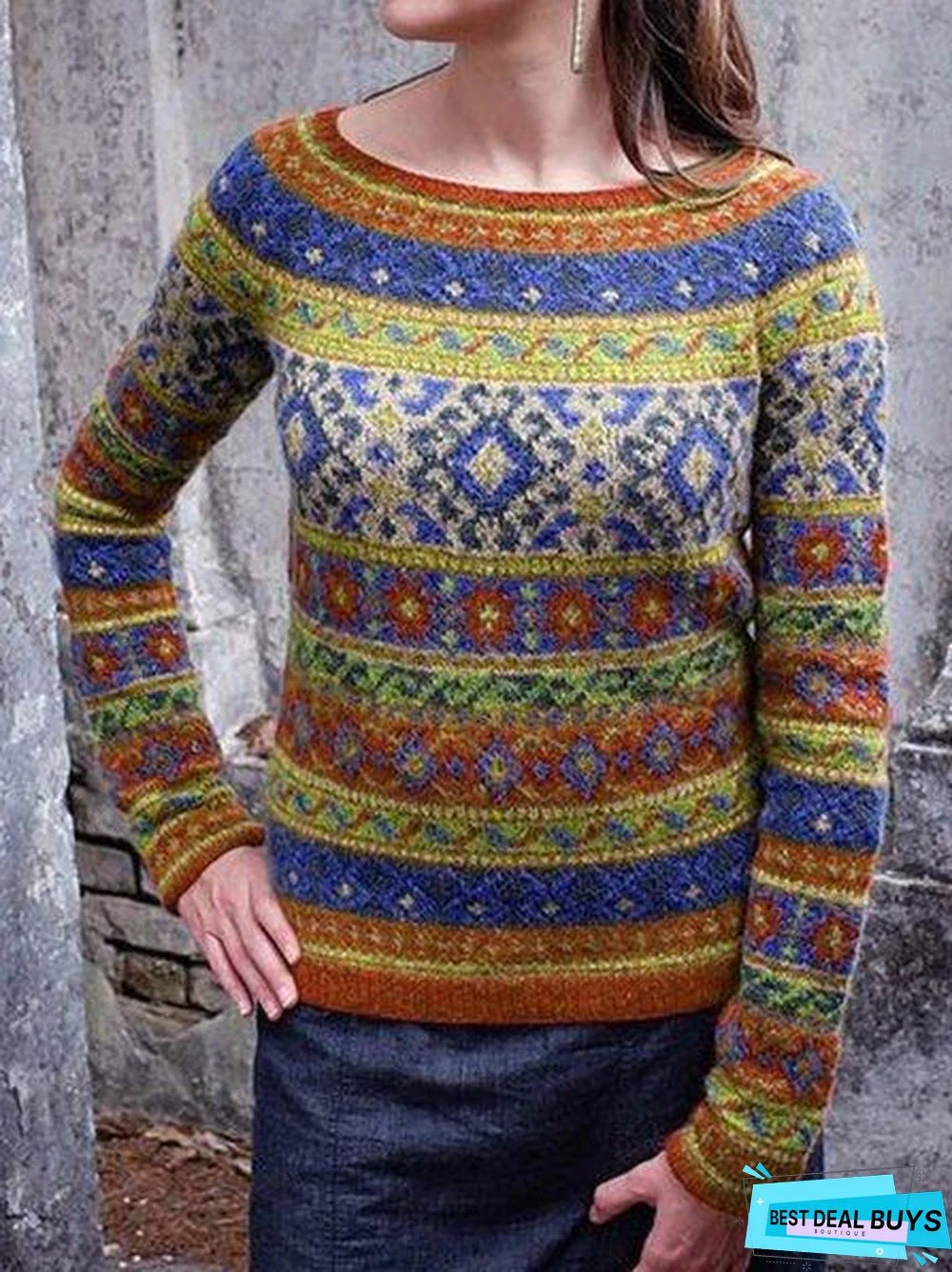 Printed Vintage Sweater