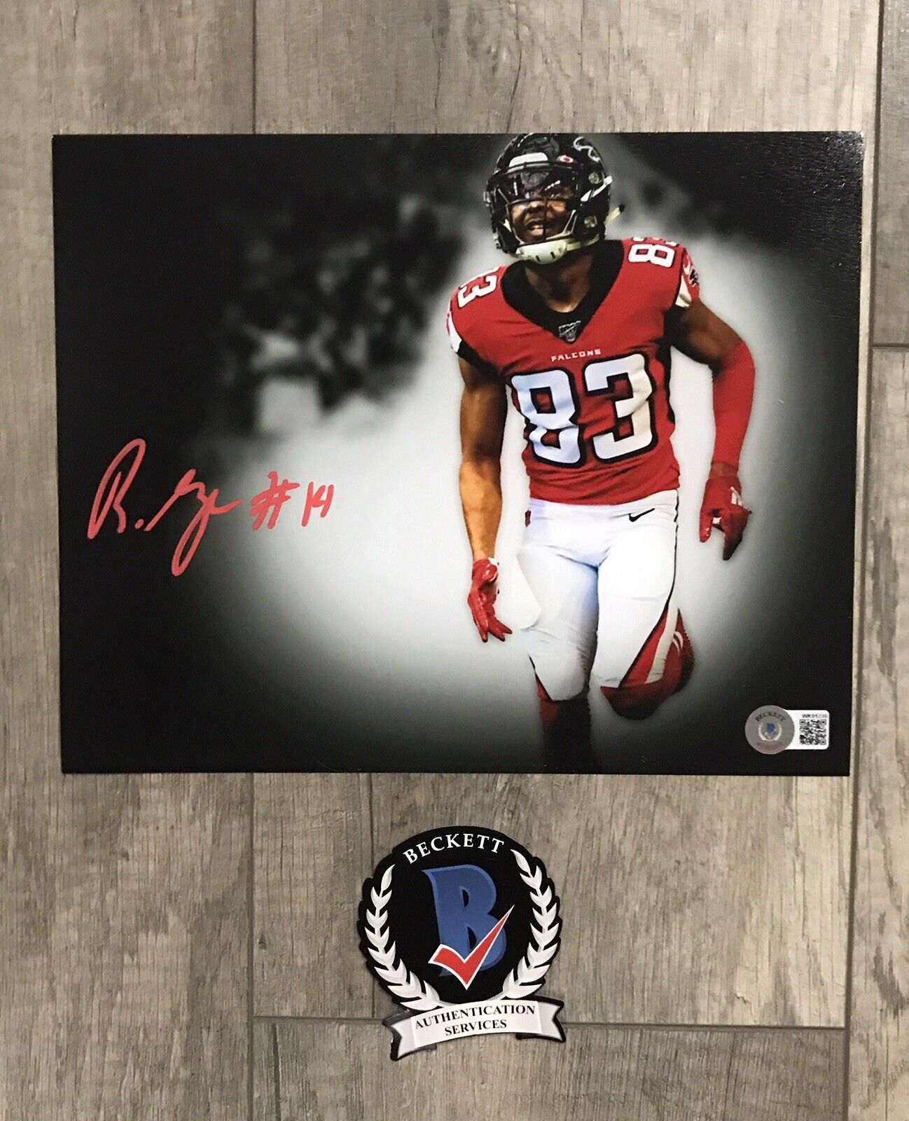 russell gage signed autographed 8 x 10 Photo Poster painting beckett bas coa witness falcons