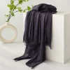 Plain Colors Grey Tassel Hijab Shawl Scarf