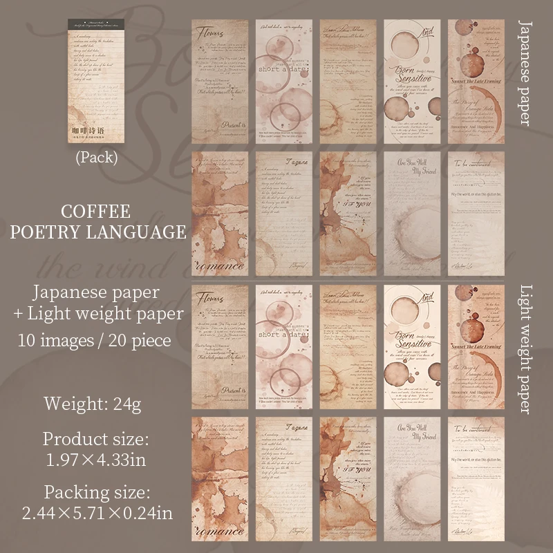 Journalsay Poetry Collection Fragments Series Vintage English Text Sticker Book