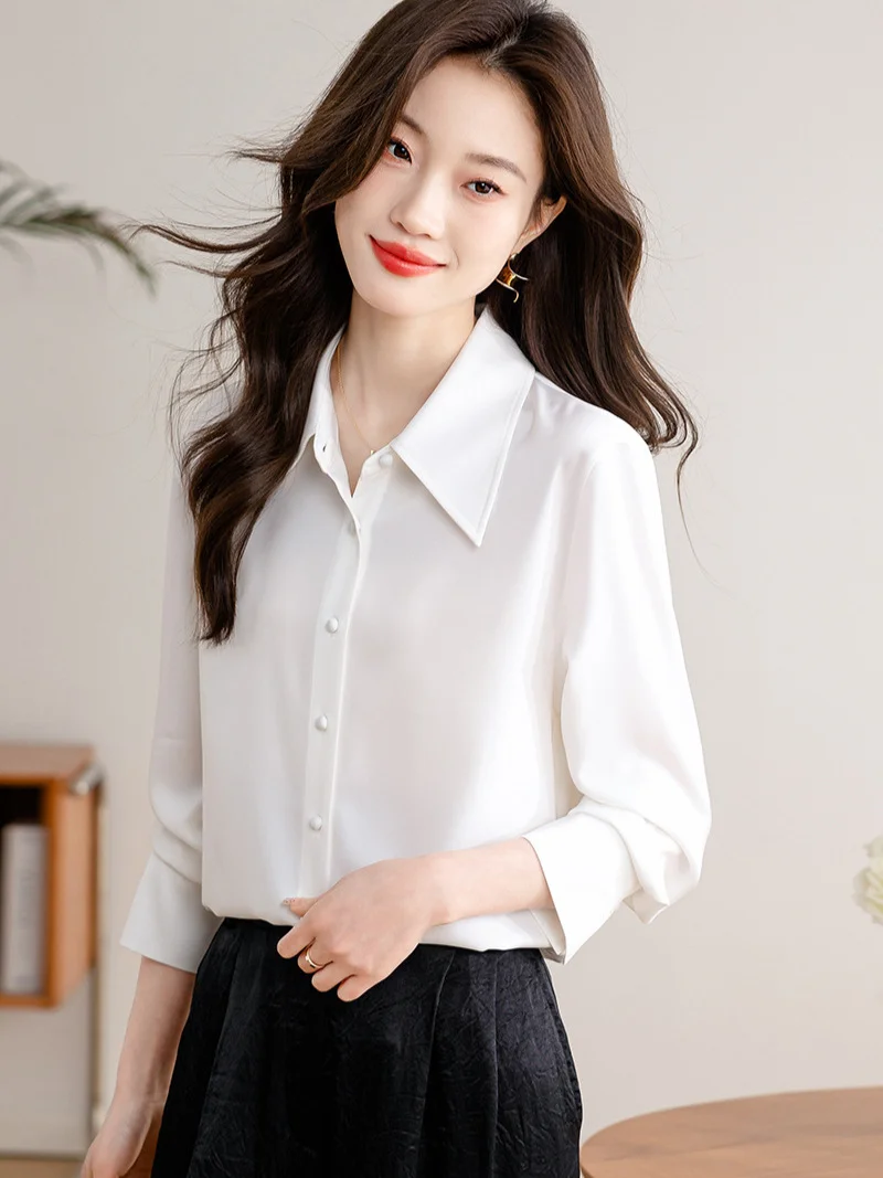 Athvotar Athvotar New Spring Day Overture White Long-Sleeved Set Of Sleeves Of The Maid's Spring Temperament OL Shirt