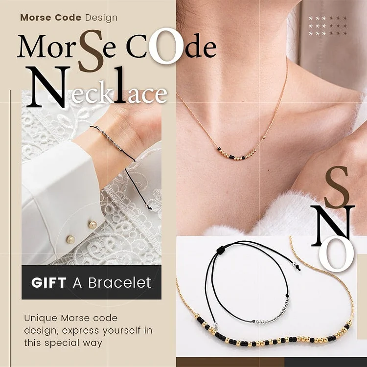 Morse Code Necklace (Gift A Bracelet)