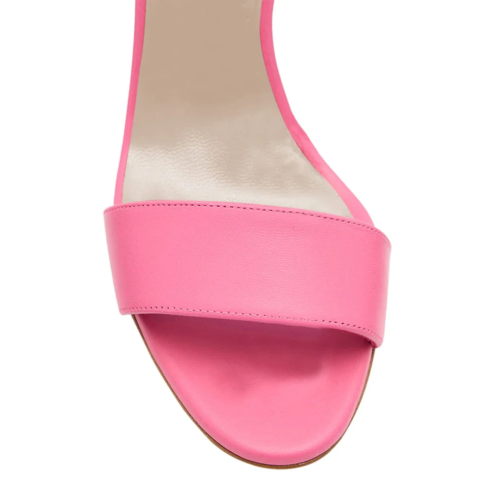 Open-Toe Lace-Up Ankle Strap Flared Heeled Sandals in Pink