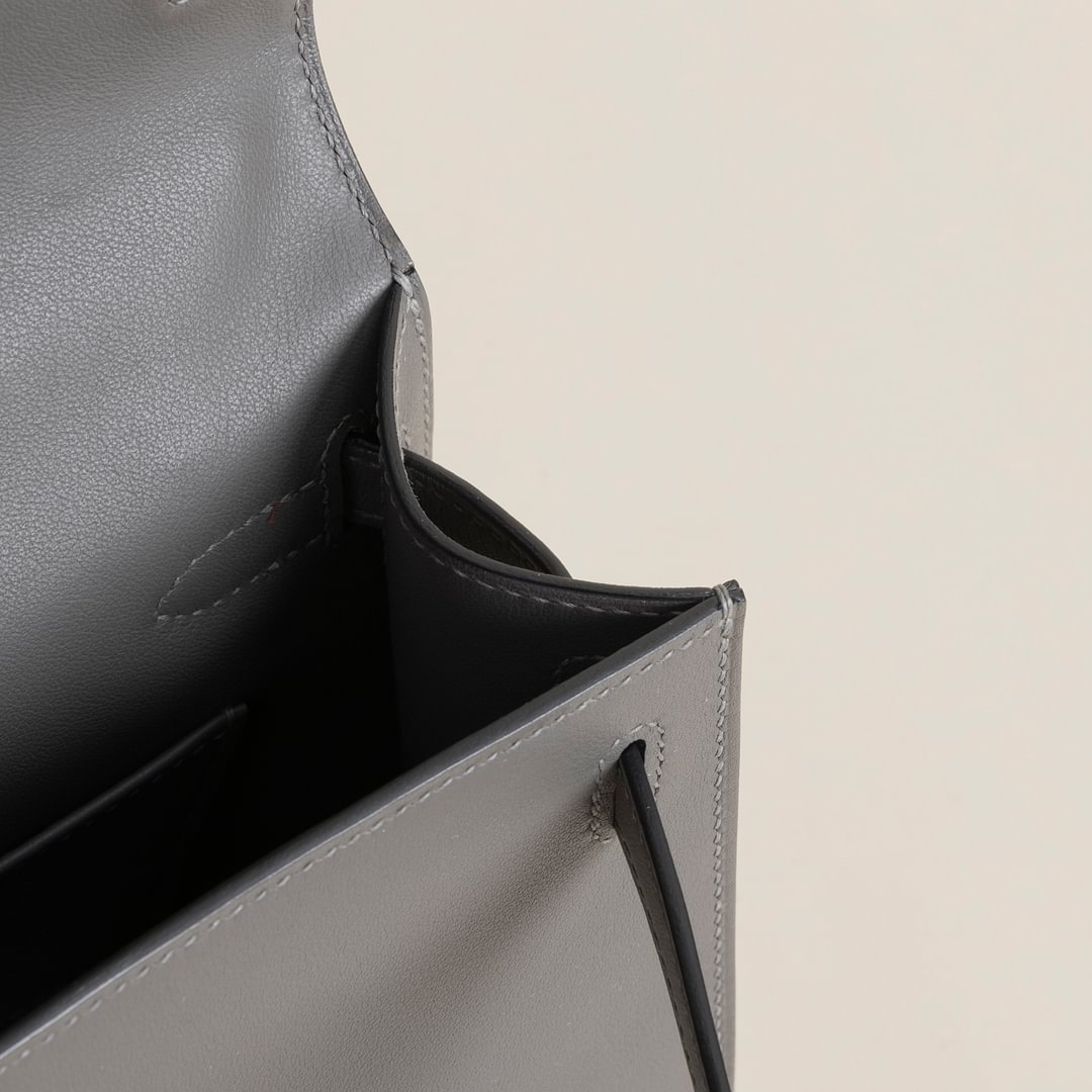 Kelly pochette Swift 0L Gris Mayer PHW