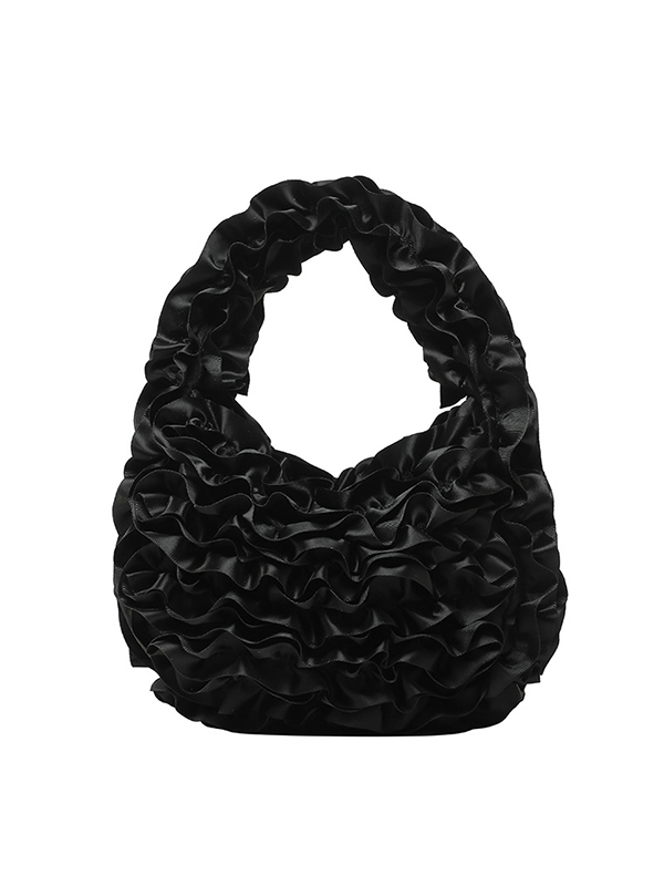 Solid Color Ruffled Mini Bags BLACK-One_size