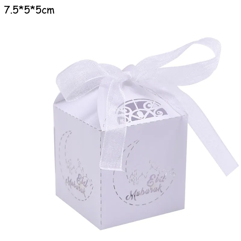 10pcs Eid Mubarak Candy Box Favor Box Ramadan Kareem Gift Boxes Islamic Muslim Festival Happy al-Fitr Eid Event Party Supplies