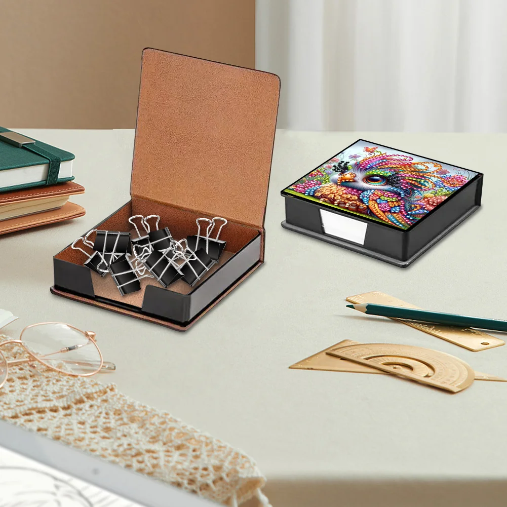 PU Bird Diamond Painting Notecard Box with Papers for DIY Art Craft