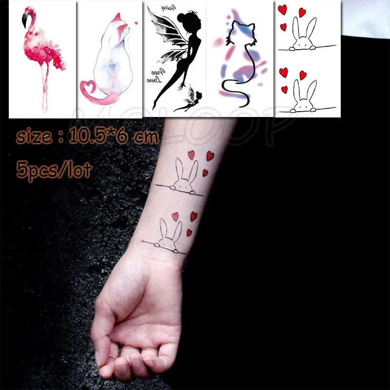 5 Pcs Temporary Tattoo Sticker Tree Bird Moon Sun Forest Waterproof Fake Tatto Water Transfer Tatoo Art for Kid Girl Woman Man