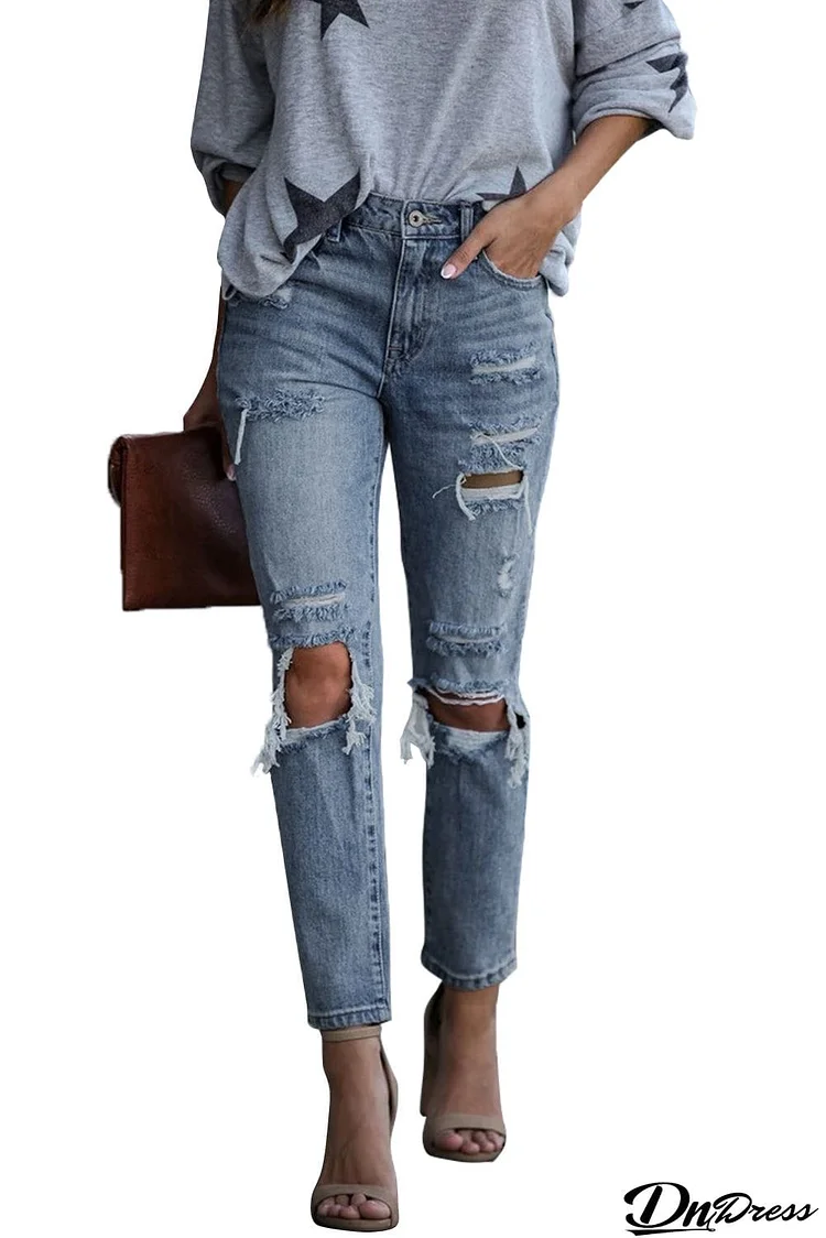 Contract High Rise Distressed Jeans