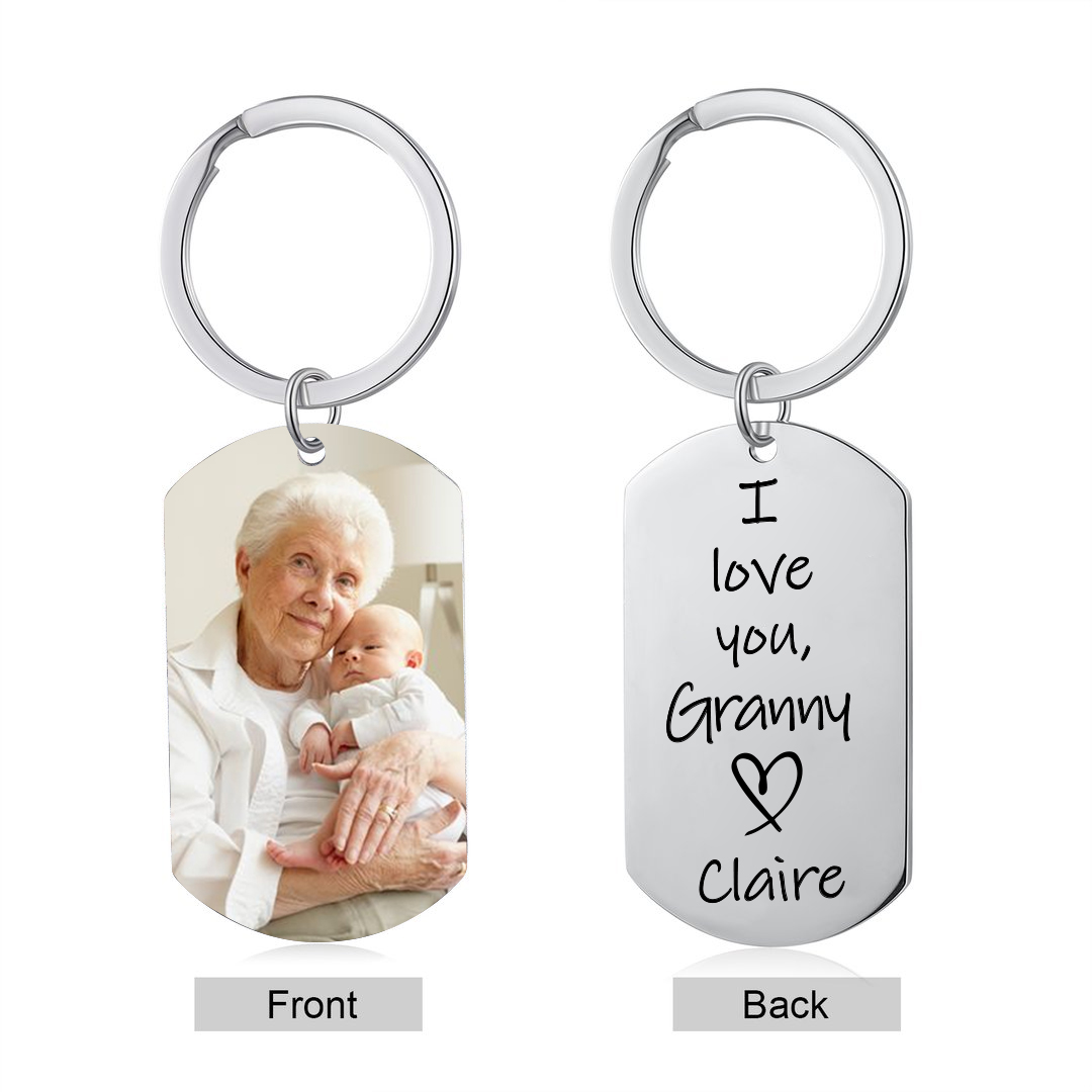 Personalized Granny Photo Keychain Gift-I Love You, Granny-Custom ...