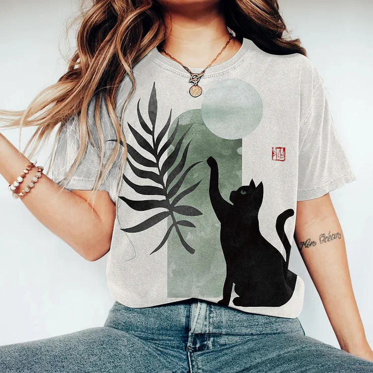 Abstract Creative Cute Cats Painting Art T-Shirt