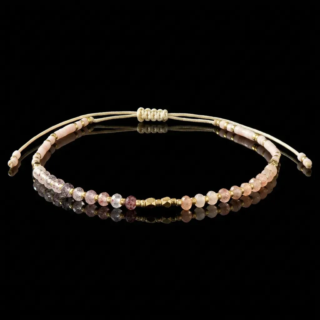 JiStones Artisan Minimalist Woven Bracelet | Semi-Precious Stones & Gold Accents