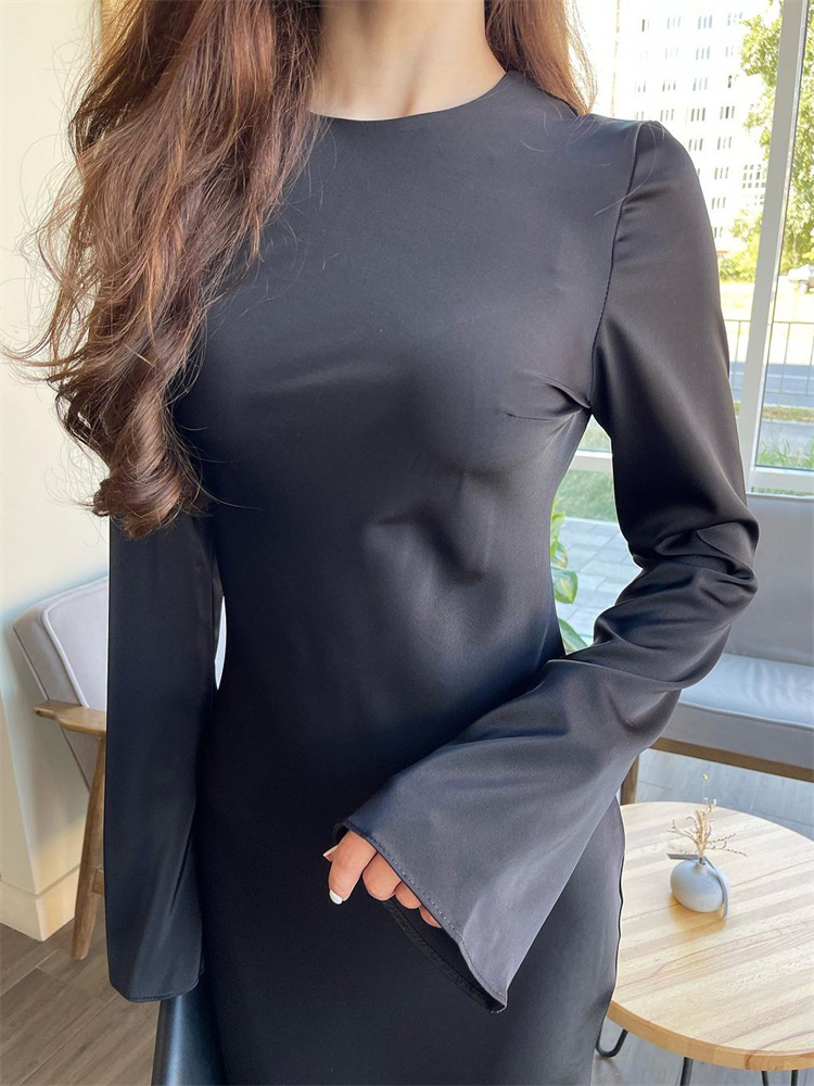 Ootddress Solid High Waist Fashion Maxi Dress For Women Long Sleeve Patchwork Slim Elegant Party Dress Autumn 2025 Female Long Dress