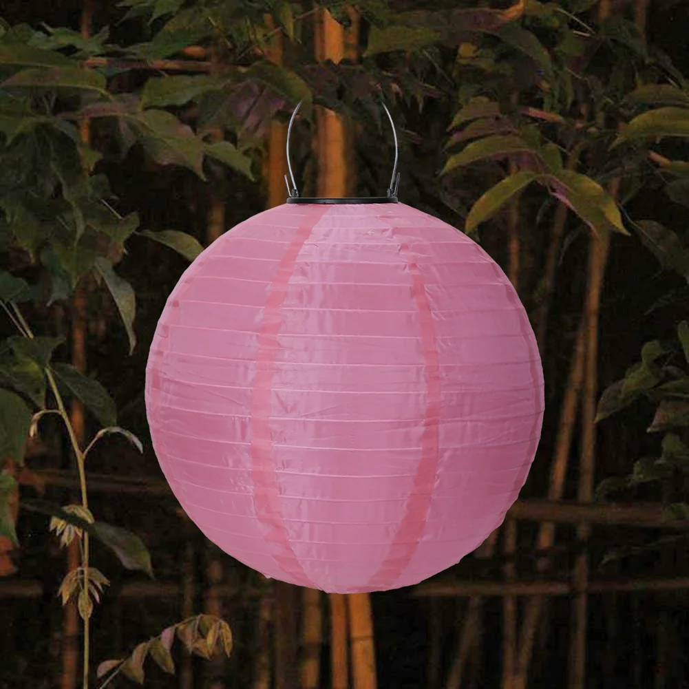 30cm Solar Hanging String Light Holiday Lantern LED China Lamp Decor (Pink)