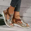 Gioiacombo&trade; Sandali con zeppa con fibbia stile romano da donna