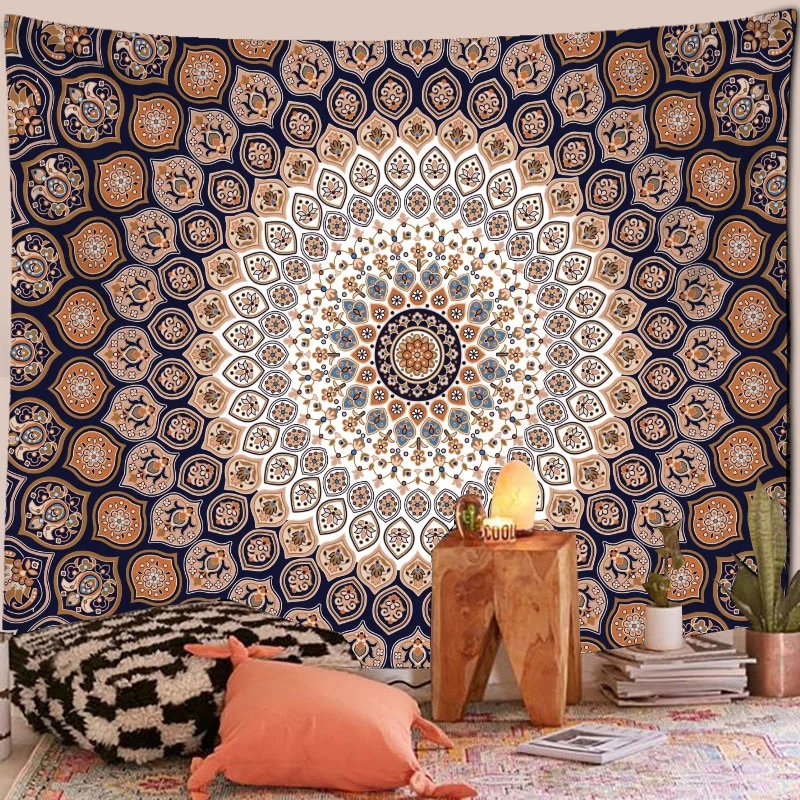 Nigikala Mandala Tapestry Wall Hanging Boho Decor Wall Cloth Tapestries Psychedelic Hippie Night Moon Tapestry Mandala Wall Carpet