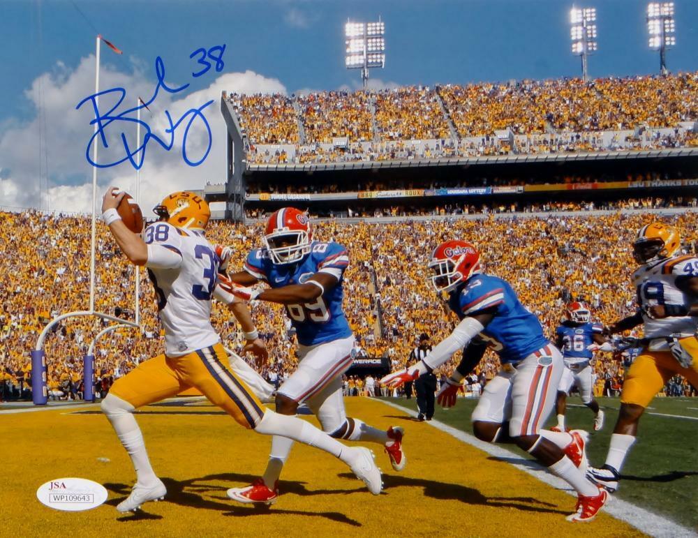 Brad Wing Autographed LSU Tigers 8x10 TD Run Photo Poster painting- JSA Witnessed Auth