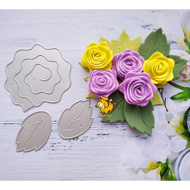 Rose Flower Leaf Metal Cutting Dies Stencil Template For DIY Scrapbooking Embossing Paper Cards Album Making Craft Dies Cut New