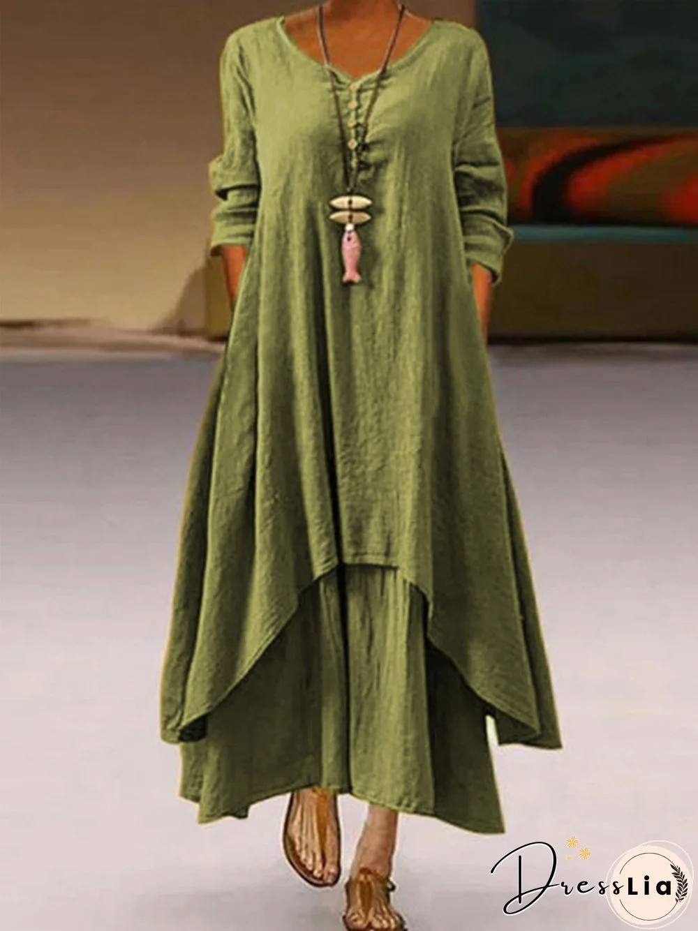 Womens Casual Buttoned Asymmetric Maxi Dresses