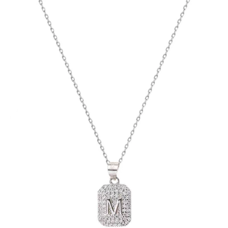 Letter M Zirconia Gold-Plated Necklace