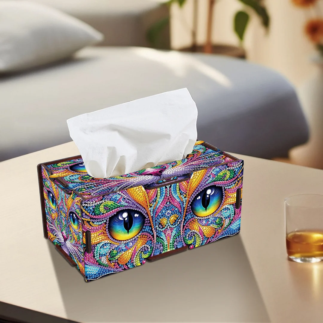 Wooden Diamond Painting Tissue Box for Home and Office Decoration (ZJH024)