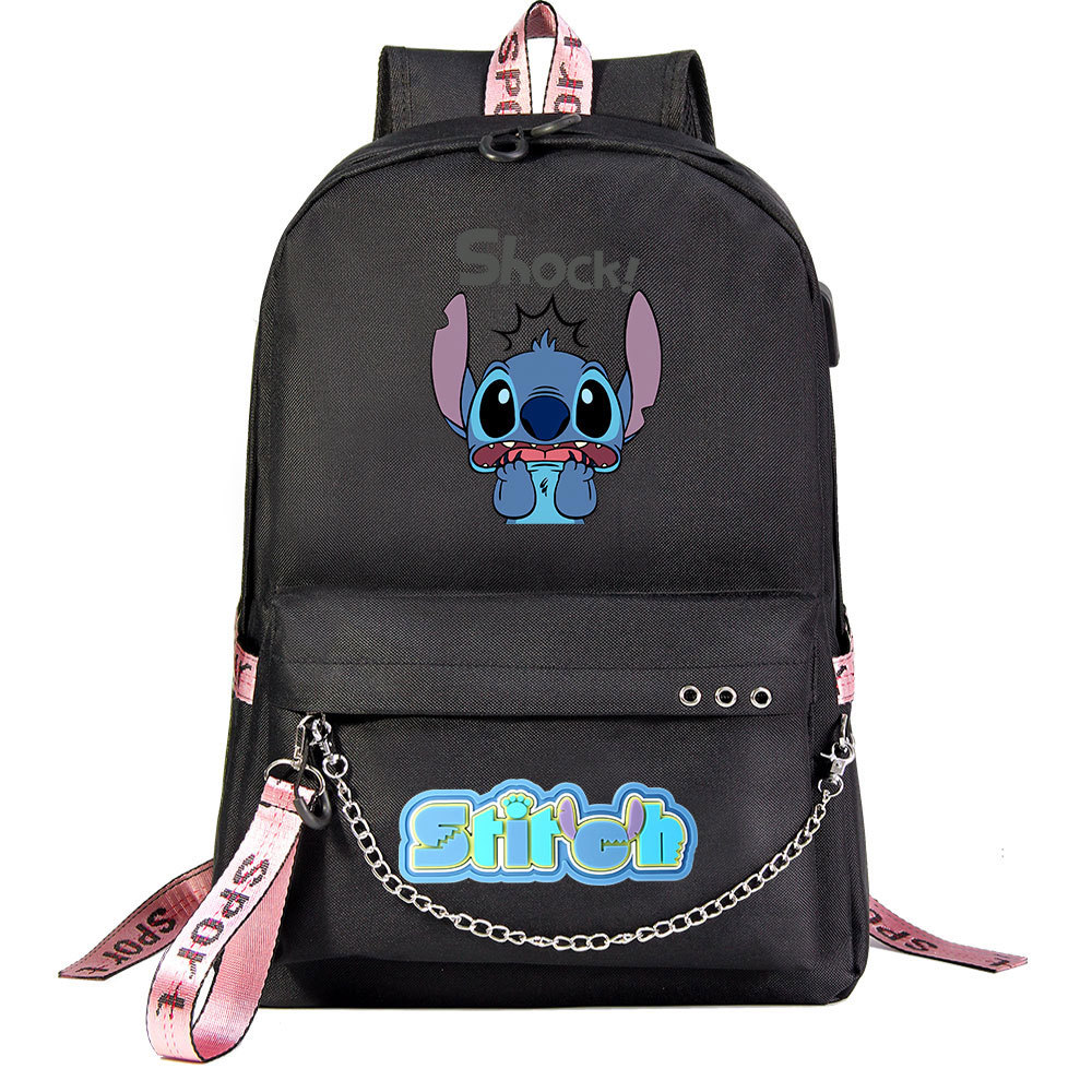 Adorable Lilo & Stitch Backpack with 15-Inch Laptop Sleeve & USB Charging Cable-Mayoulove