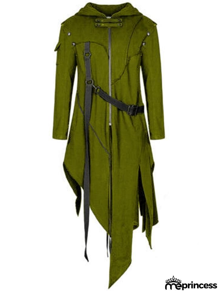 Irregular Hem Hooded Punk Coat