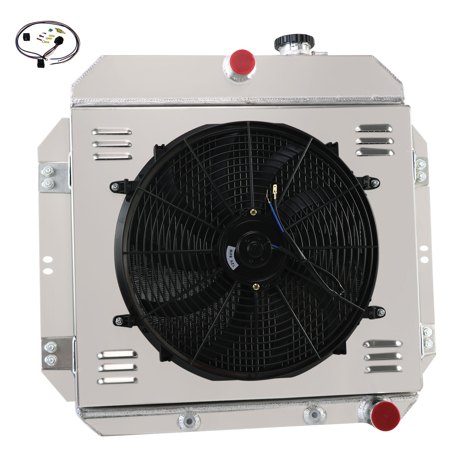 Alloyworks 3 Rows Aluminum Radiator with Shroud and Fan and Relay For ...