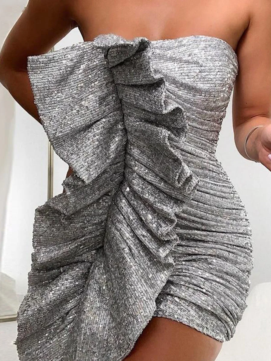 Sexy Strapless Sequin Mini Party Dress