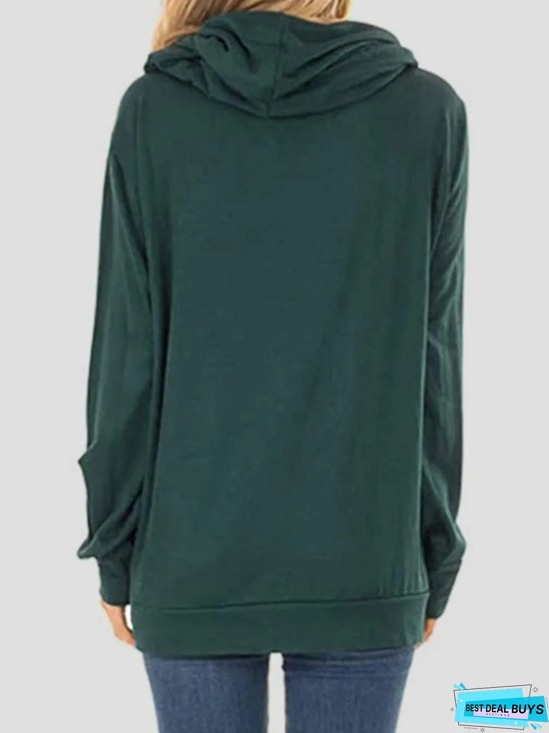 Drawstring Letter Graphic Long Sleeve Hoodie