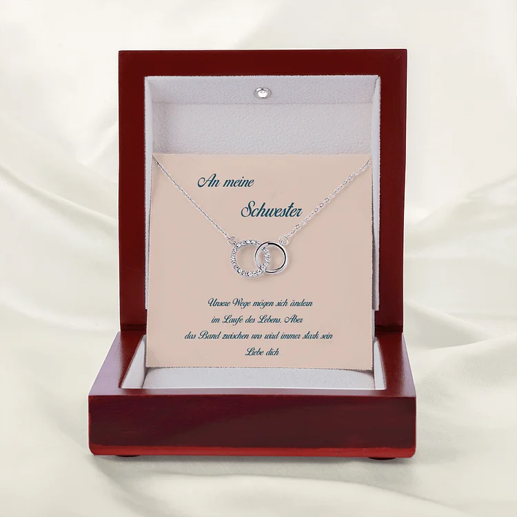 Kettenmachen S925 Silber Verschlungene Kreise Halskette - An Meine Schwester-Geschenk mit Nachrichtenkarte 