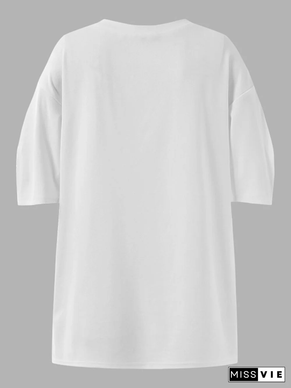 Crew Neck Solid Color Half Sleeve Casual Blouse