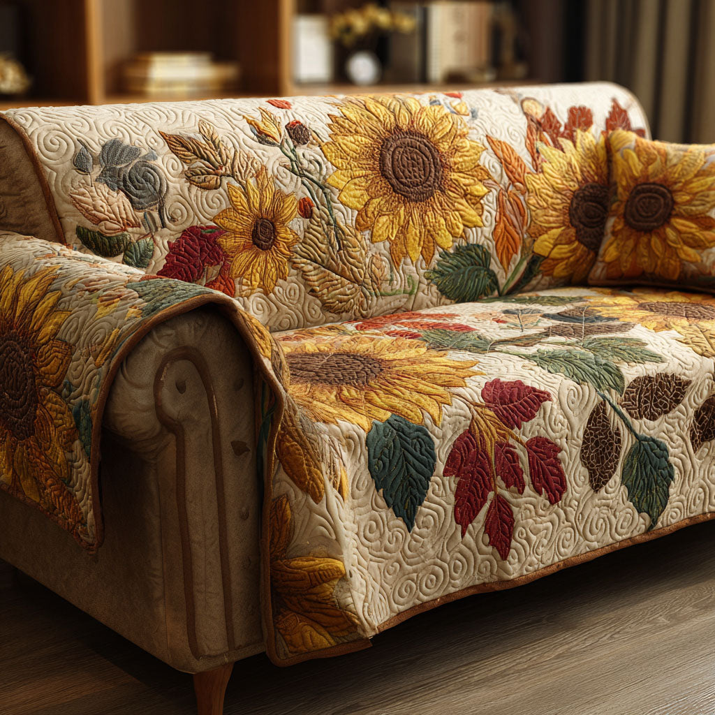 Rustic Sunflowers Quilted Sofa Cover NCU0TV544 everthome