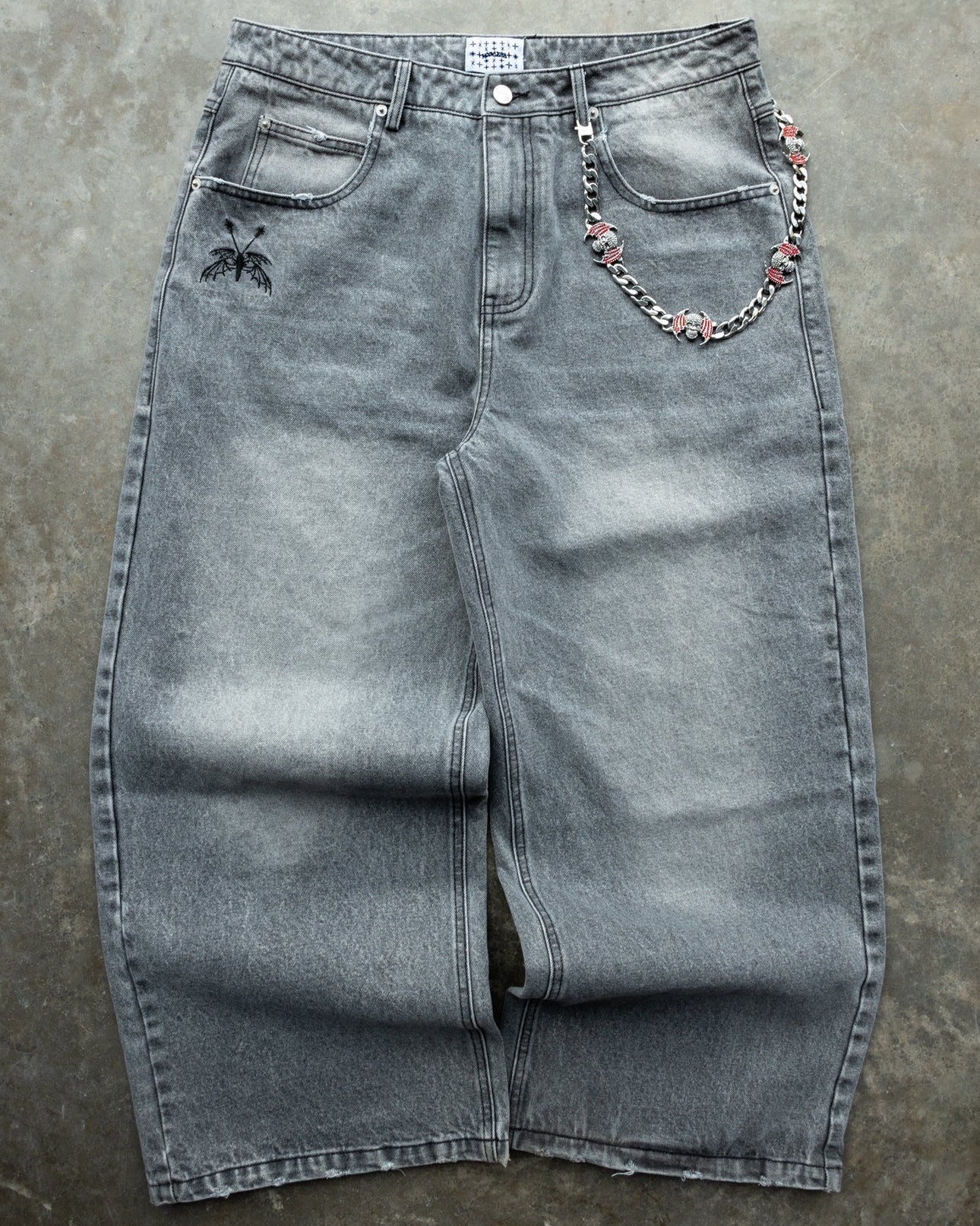 GREY - CONTRAST DENIM - Baggy Pants