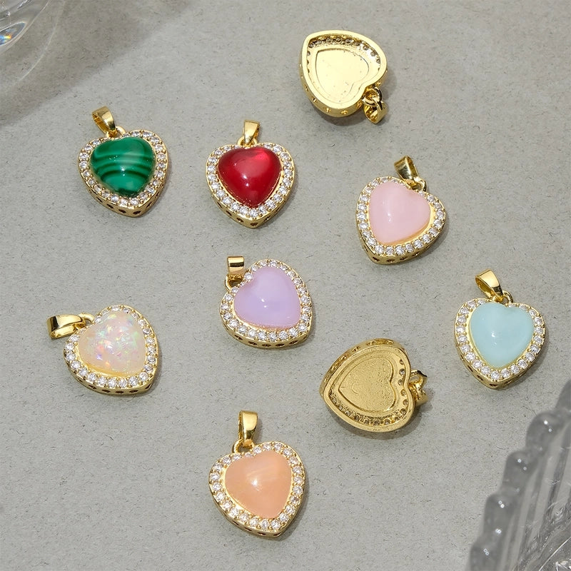 1 PCS/Package Synthetic Resin Copper Resin Zircon 18K Gold Plated Heart Shape Jewelry Accessories Pendant
