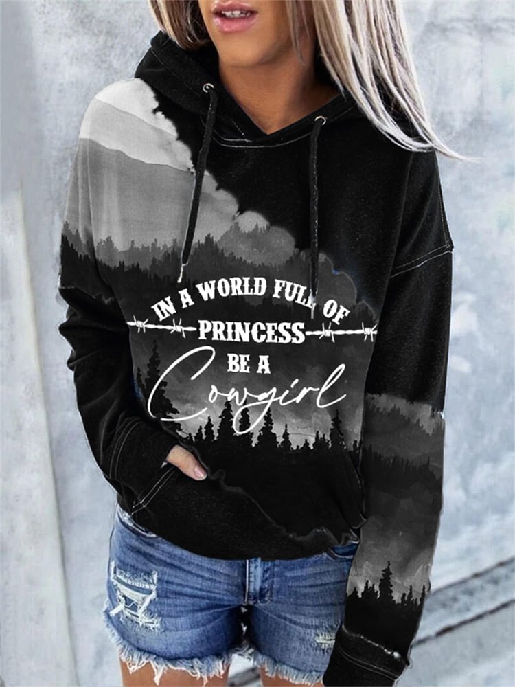 Be A Cowgirl Landscape Watercolor Tie Dye Hoodie