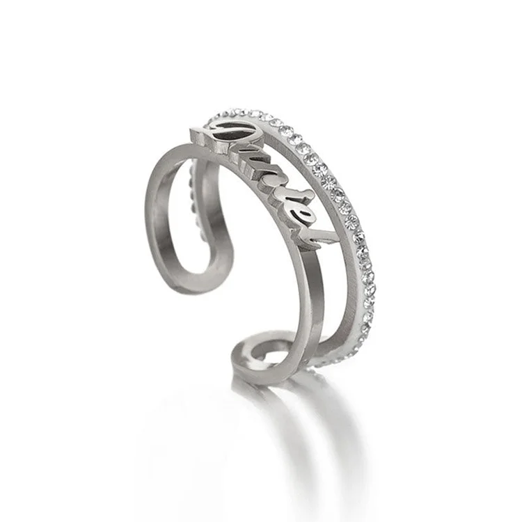 Personalized Letter Hollow Stainless Steel Open Ring