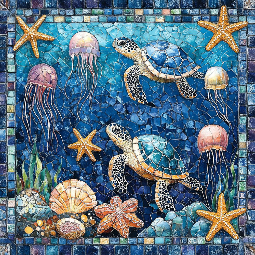 Undersea Creatures 40*40cm(canvas) full round drill diamond painting