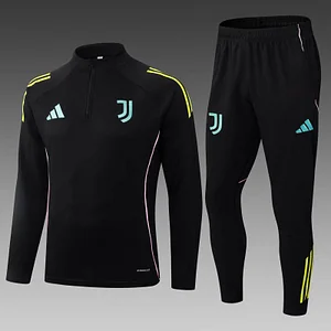 2025/2026 Juventus Half-Pull Training Suit Black Football Shirt 1:1 Thai Quality Set