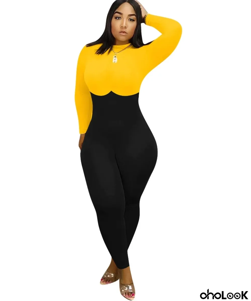 Autumn Party Sexy Contrast Bodycon Jumpsuit