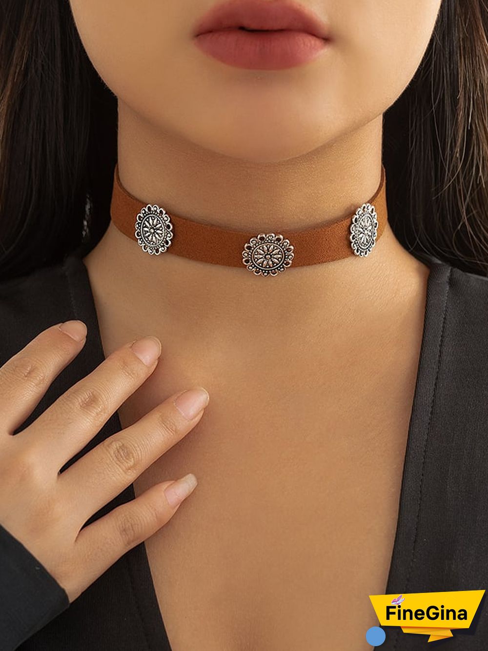 Vintage Ethnic Style Flannelette Three-dimensional Flower Plate Necklace