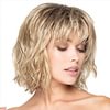 Short Black Blonde Ombre Hair Wigs Curly Wig with Bangs