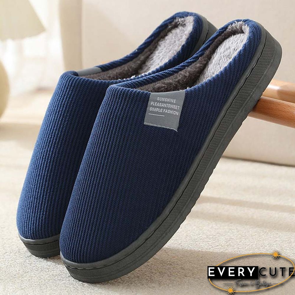 Winter Warm Cotton Slippers Women Men Home Shoes Simple Non-Slip Indoor Slides Corduroy Couple Slipper Female Shoes
