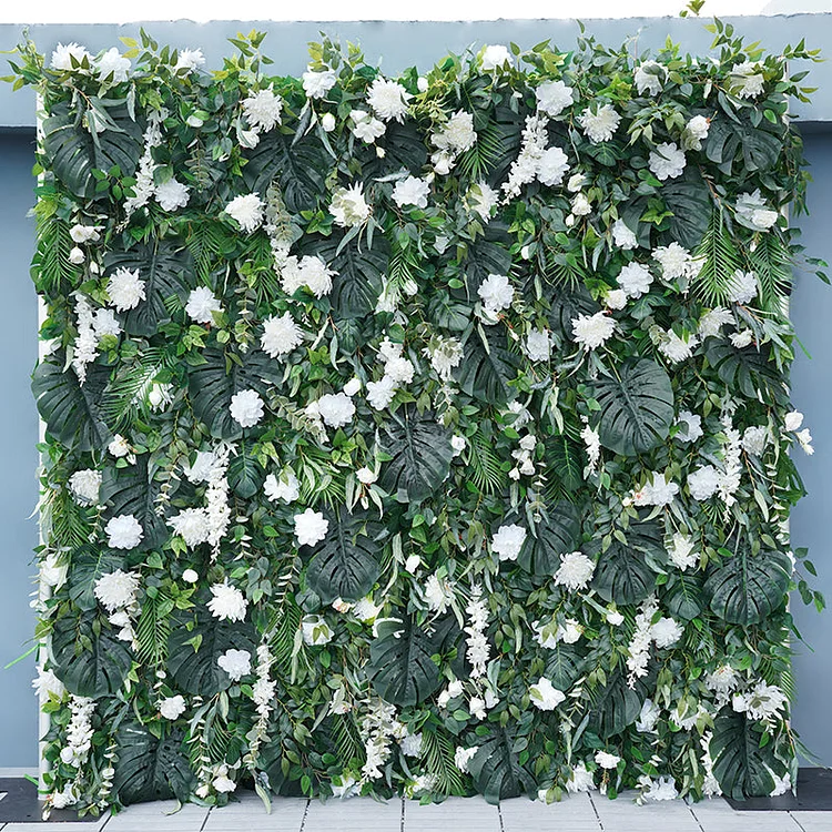 A7819 5D Green Turtle Leaf With White Flower Wedding Backdrop Decor Flower Wall