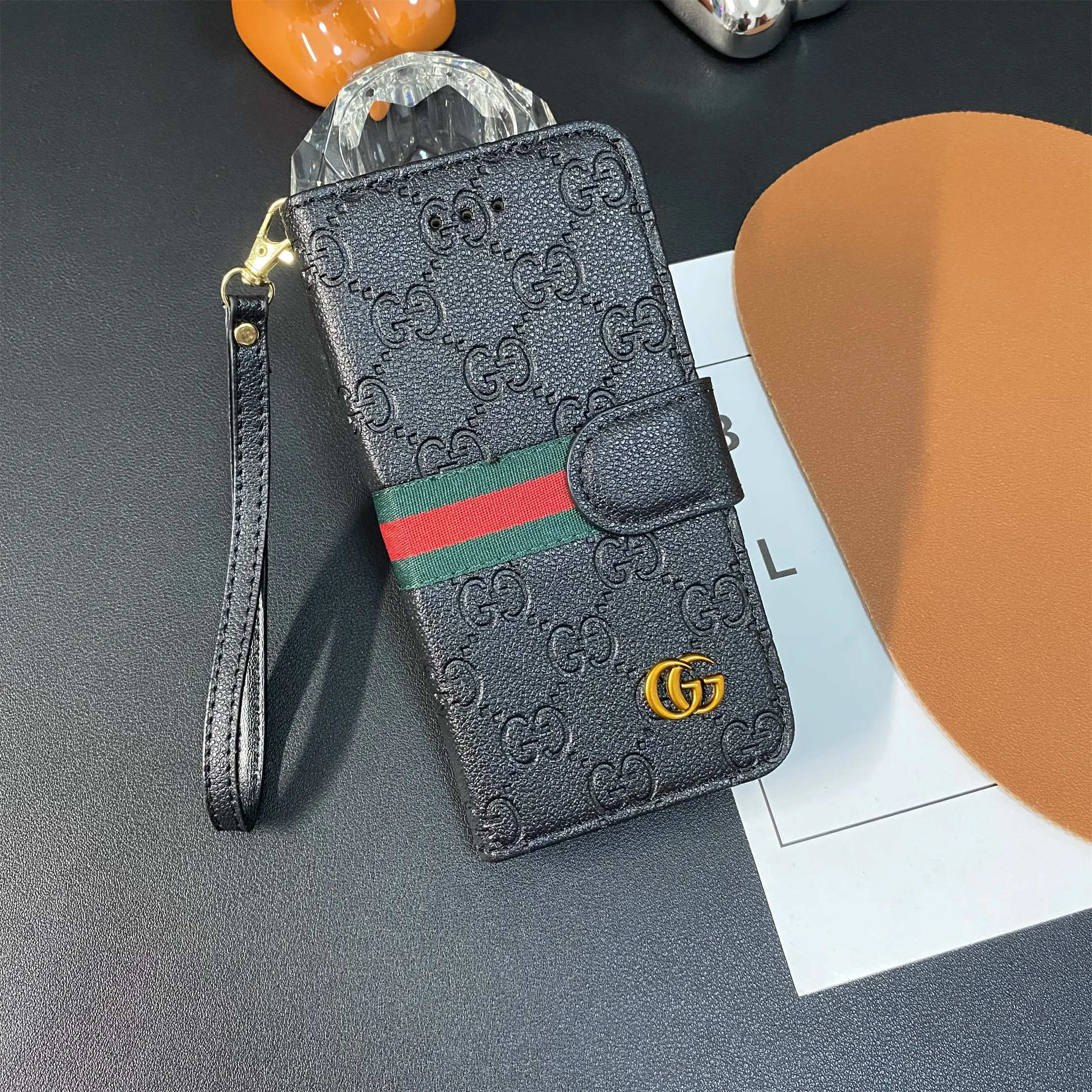 LV Embossed Monogram Gucci Ophidia GG Apple iPhone case Samsung Galaxy Flip Wallet Case