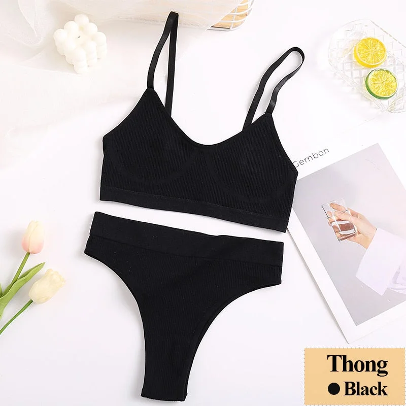 New Women Bra Panties Set Sexy Push Up Bralette Female Fitness Seamless Underwear Sports Lingerie Brassiere Girls Tank Crop Top